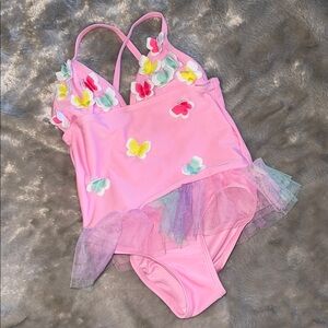 Floatimini Pink Floral Kids Swim One Piece Size 4